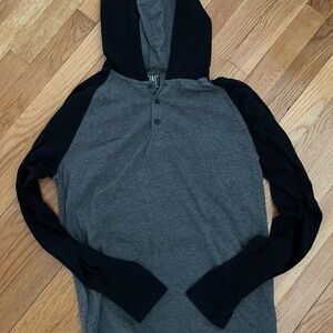 Zine Clothing Gray and Black Button-Up Hoodie